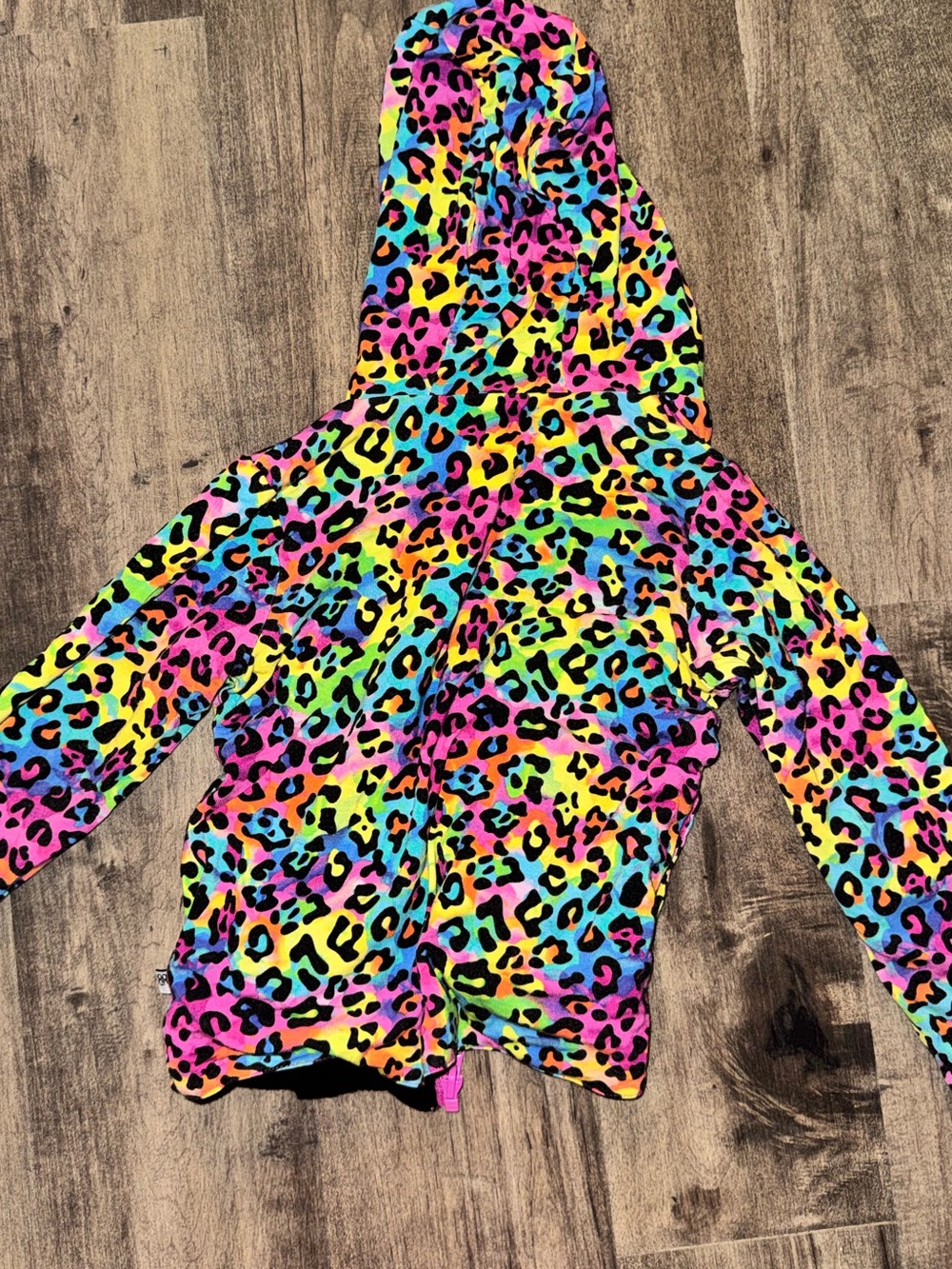 Bums & Roses Reversible Rainbow Leopard Zip Hoodie Jacket 2T - Picture 6 of 7